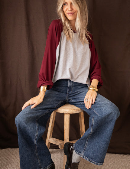 Sadie Raglan Burgundy/Soft Grey - Longsleeve