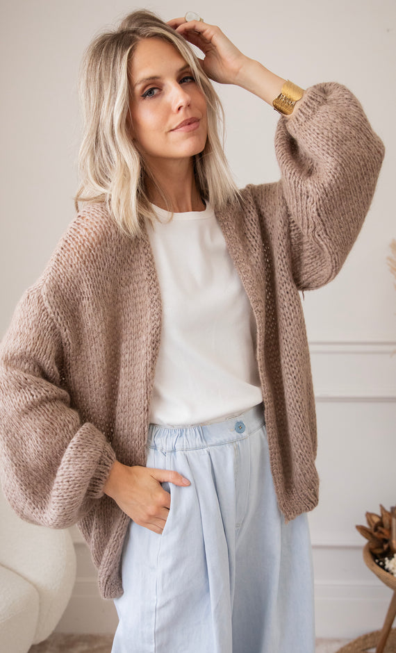 Strickjacke - Bernadette Clara - Taupe