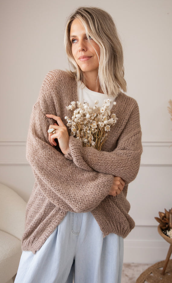 Strickjacke - Bernadette Clara - Taupe