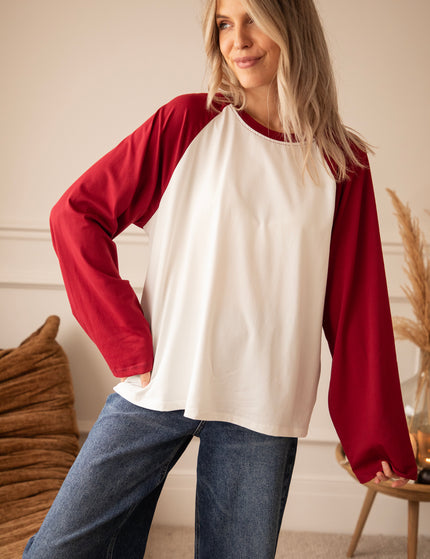 Sadie Raglan Burgundy/Off White - Longsleeve