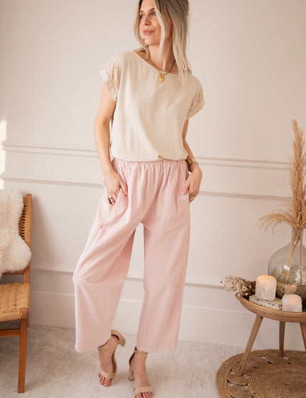 Sleeves Of Embroidery Anglaise Taupe - T-Shirt