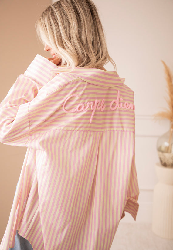 Carpe Diem Stripes Butter Yellow/Pink - Blouse