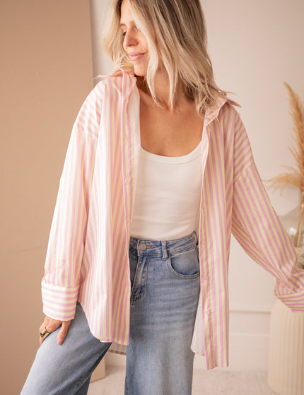 Carpe Diem Stripes Butter Yellow/Lilac - Blouse