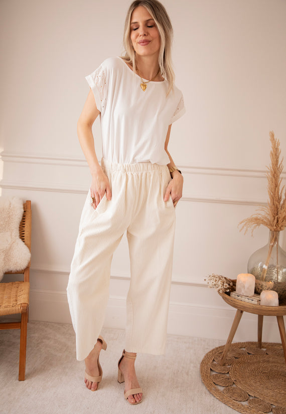 Corduroy Joy Beige - Broek