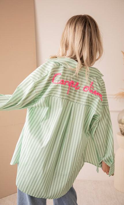 Carpe Diem Stripes Mint/Dark green - Blouse