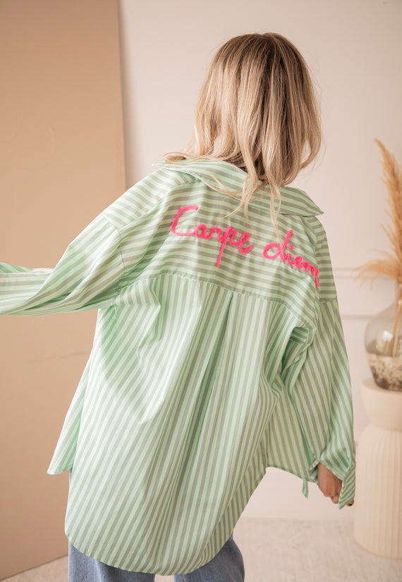 Carpe Diem Stripes Mint/Dark green - Blouse