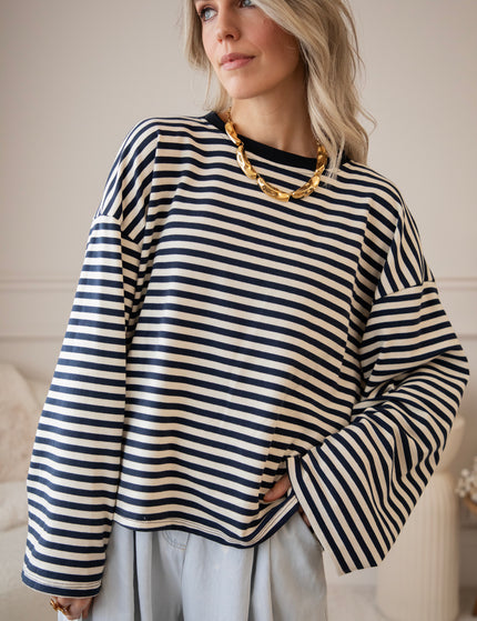 Sadie Stripe Beige/Navy - Longsleeve