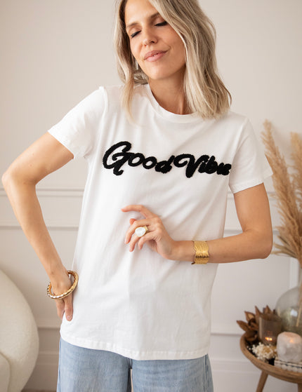T-Shirt - Good Vibes - Weiß/Schwarz