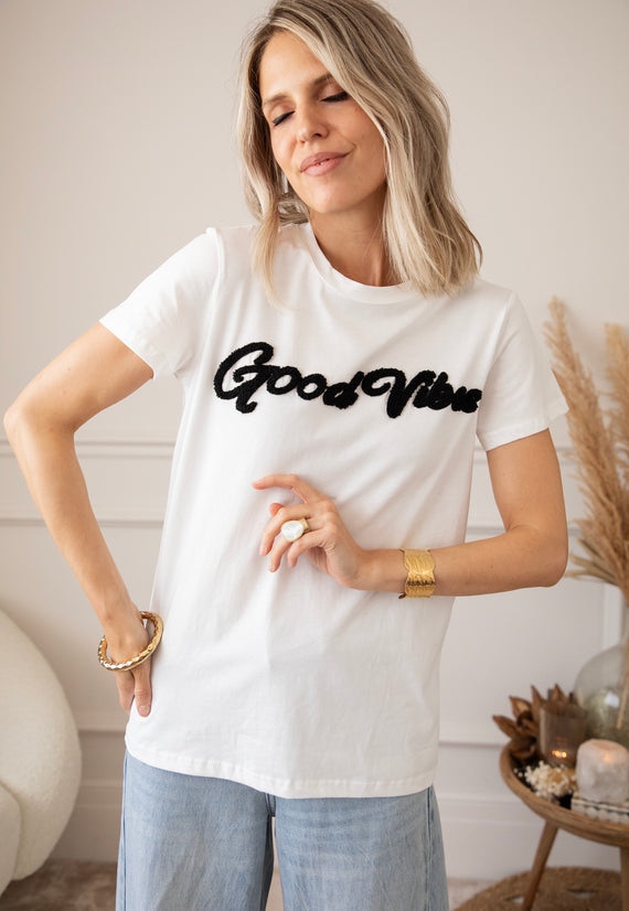 Good Vibes White/Black - T-Shirt