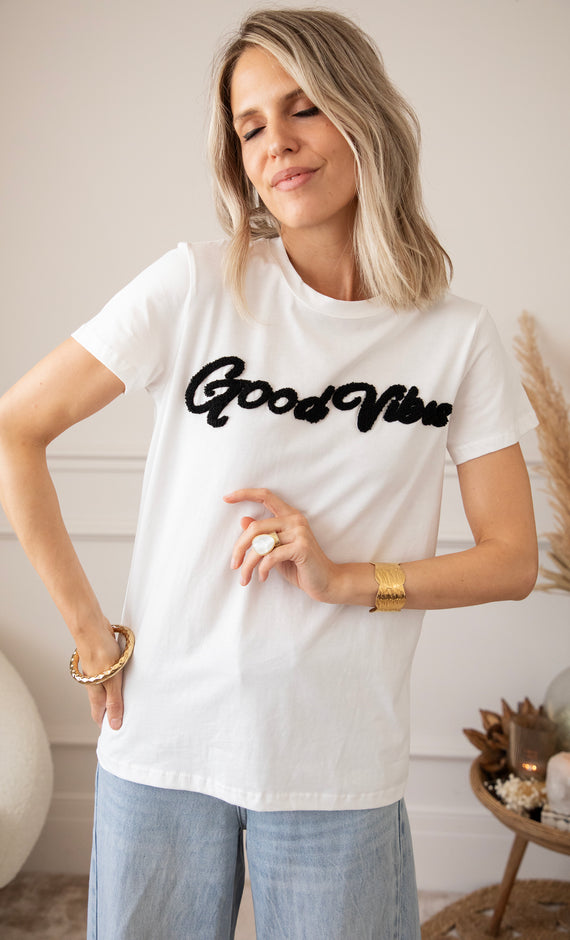 Good Vibes White/Black - T-Shirt