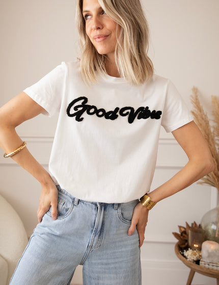T-Shirt - Good Vibes - Weiß/Schwarz