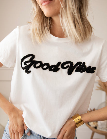 T-Shirt - Good Vibes - Weiß/Schwarz