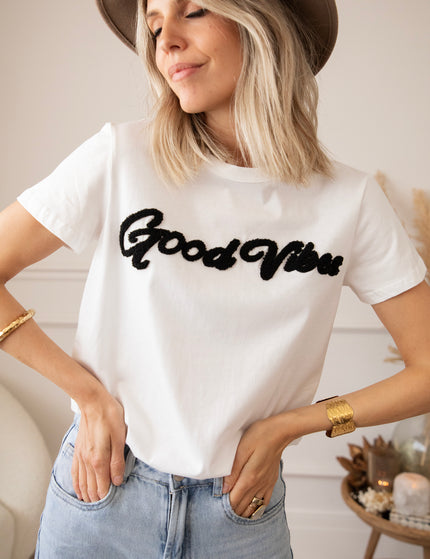 T-Shirt - Good Vibes - Weiß/Schwarz