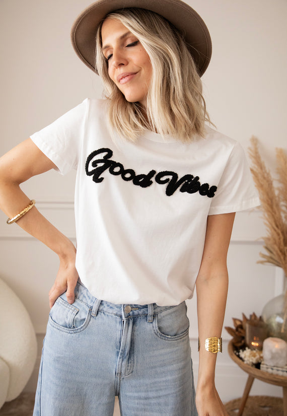 Good Vibes White/Black - T-Shirt
