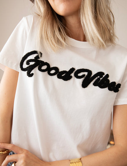 T-Shirt - Good Vibes - Weiß/Schwarz