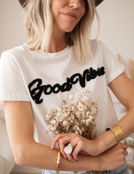 T-Shirt - Good Vibes - Weiß/Schwarz