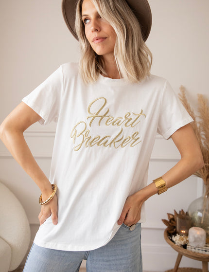 T-Shirt - Heart Breaker - Weiß/Gold