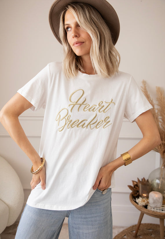 Heart Breaker White/Gold - T-Shirt