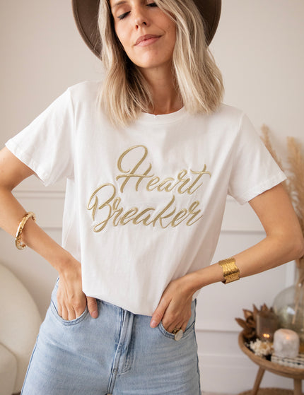 T-Shirt - Heart Breaker - Weiß/Gold