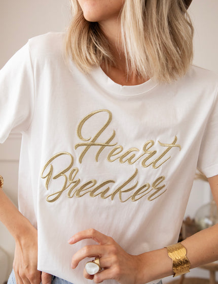 T-Shirt - Heart Breaker - Weiß/Gold