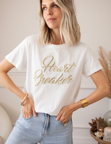 T-Shirt - Heart Breaker - Weiß/Gold