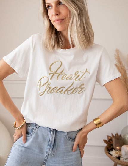 T-Shirt - Heart Breaker - Weiß/Gold