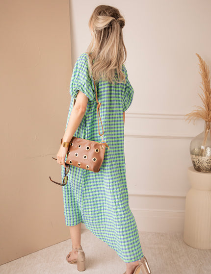 Chou Check Green/Blue - Maxi Jurk