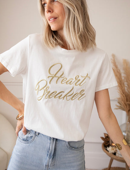 T-Shirt - Heart Breaker - Weiß/Gold