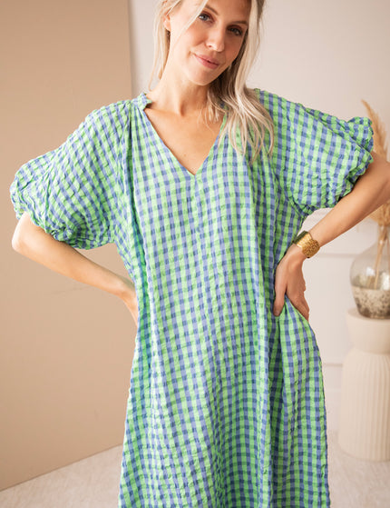 Chou Check Green/Blue - Maxi Jurk
