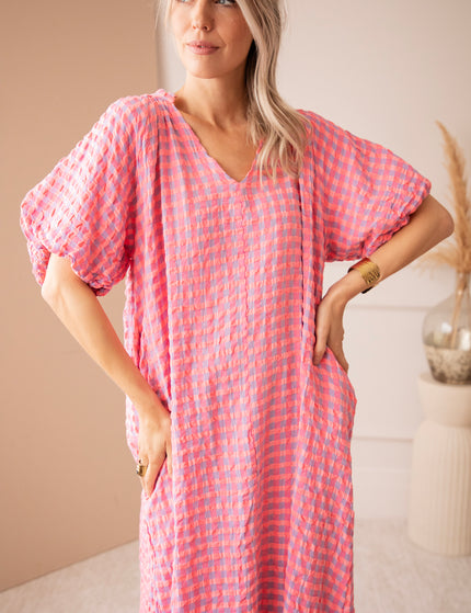 Chou Check Sweet Pink/Blue - Maxi Dress
