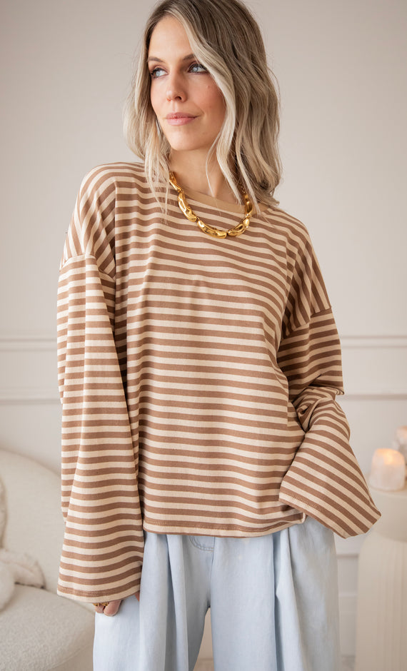 Sadie Stripe Beige/Brown - Longsleeve