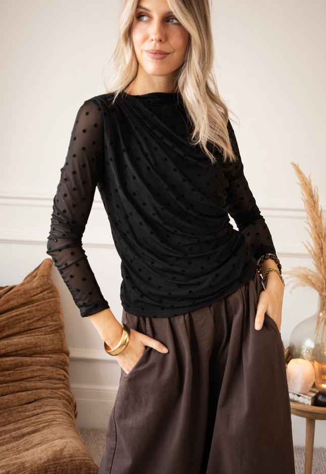 Drapped In Dots  Black - Longsleeve