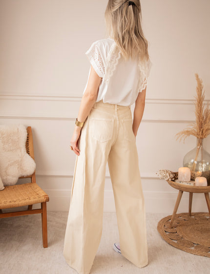 Wide Stitch  Beige - Jeans