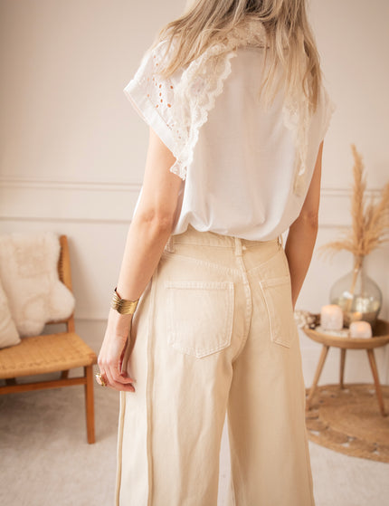 Wide Stitch  Beige - Jeans