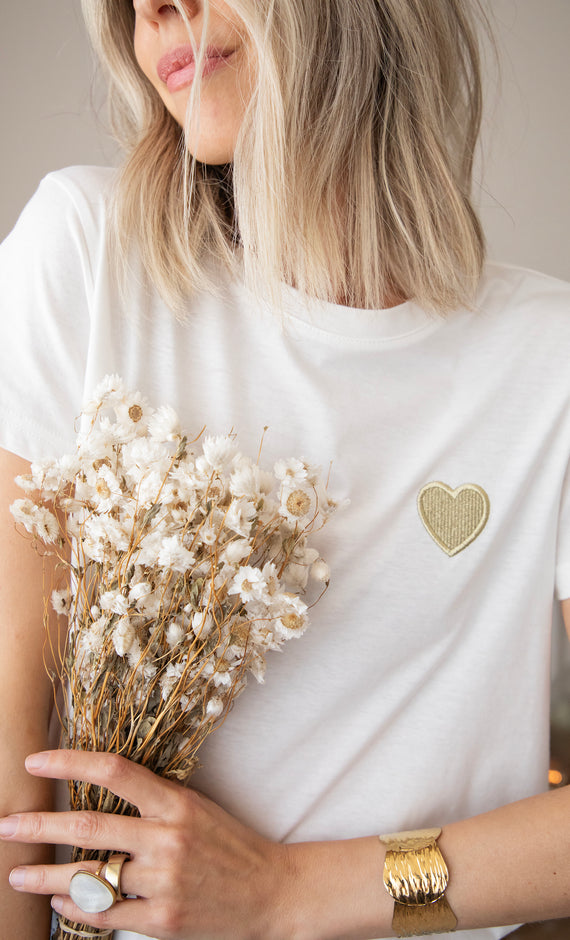 Beating Heart White/Gold - T-Shirt