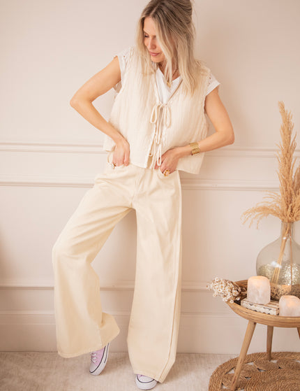 Wide Stitch  Beige - Jeans