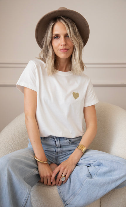 Beating Heart White/Gold - T-Shirt