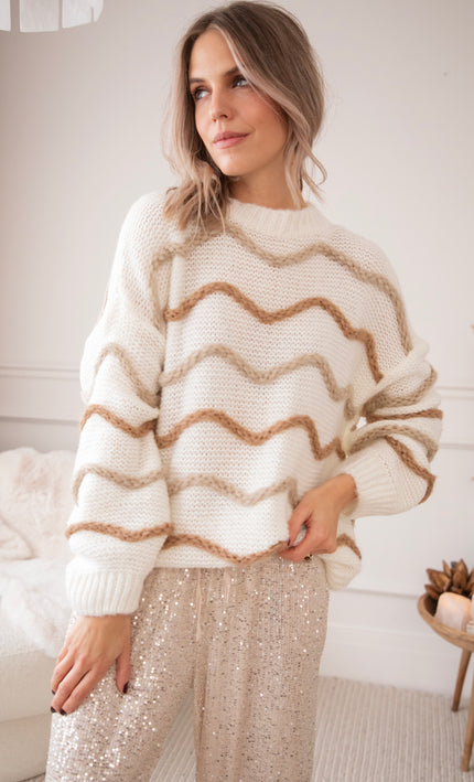 Pullover - Woolly Waves - Weiß