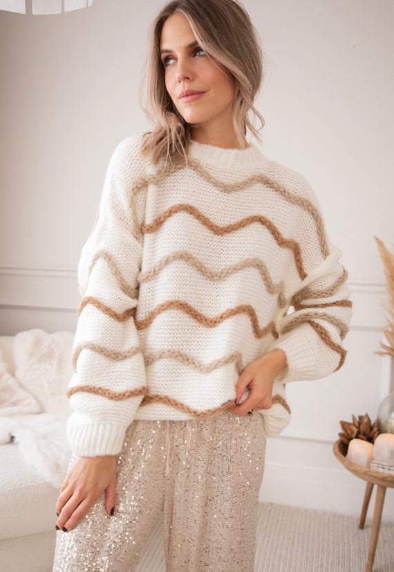 Pullover - Woolly Waves - Weiß