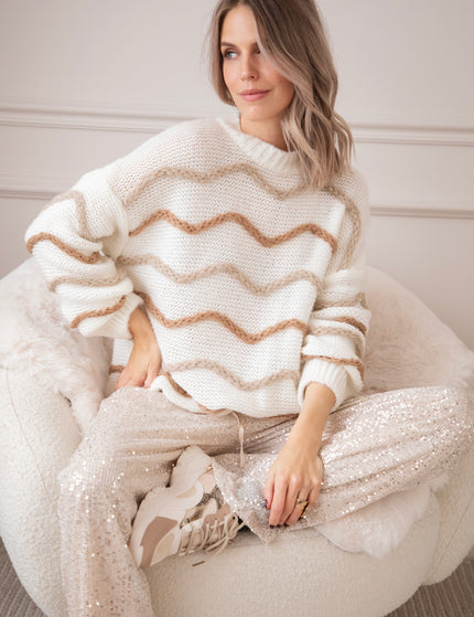 Pullover - Woolly Waves - Weiß
