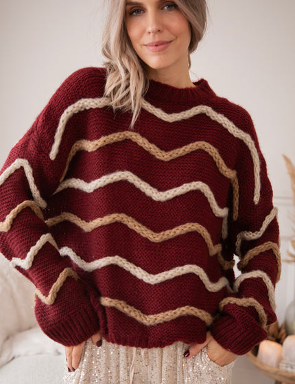 Pullover - Woolly Waves - Bordeaux