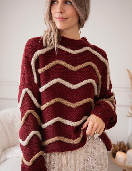 Pullover - Woolly Waves - Bordeaux