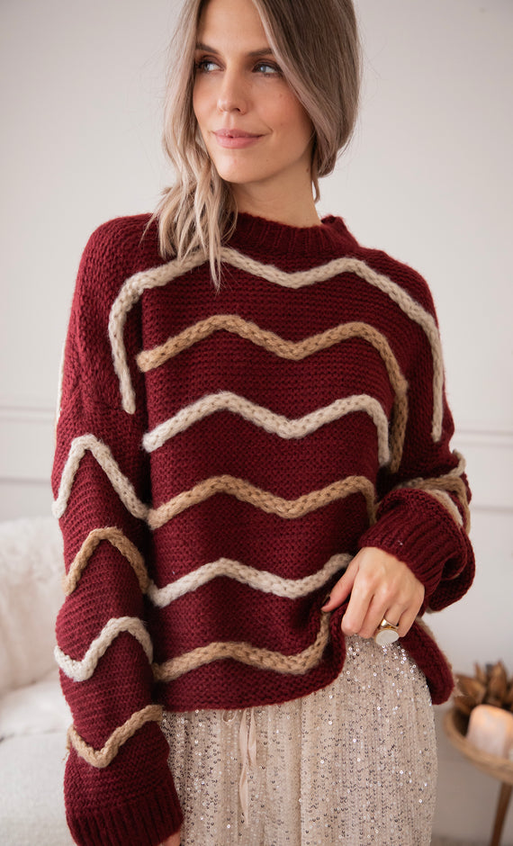 Woolly Waves Bordeaux - Sweater