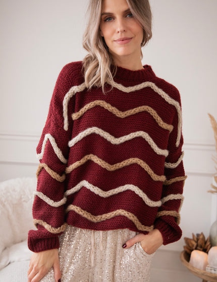Pullover - Woolly Waves - Bordeaux