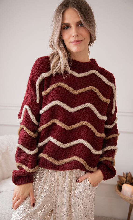 Woolly Waves Bordeaux - Sweater