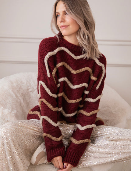 Pullover - Woolly Waves - Bordeaux