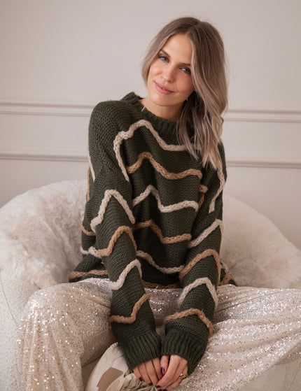 Woolly Waves Khaki - Sweater