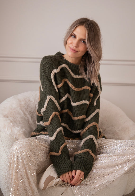Woolly Waves Khaki - Sweater