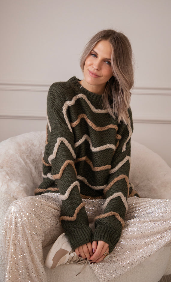 Woolly Waves Khaki - Sweater