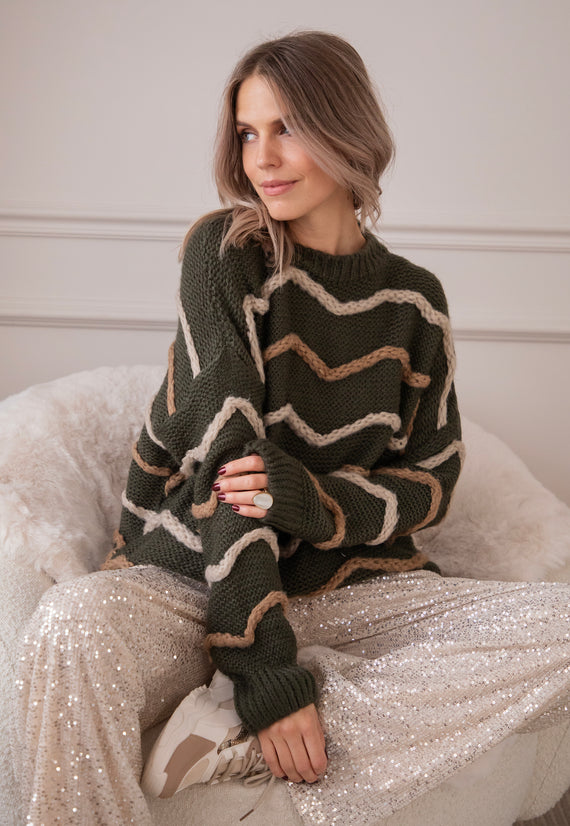 Woolly Waves Khaki - Sweater